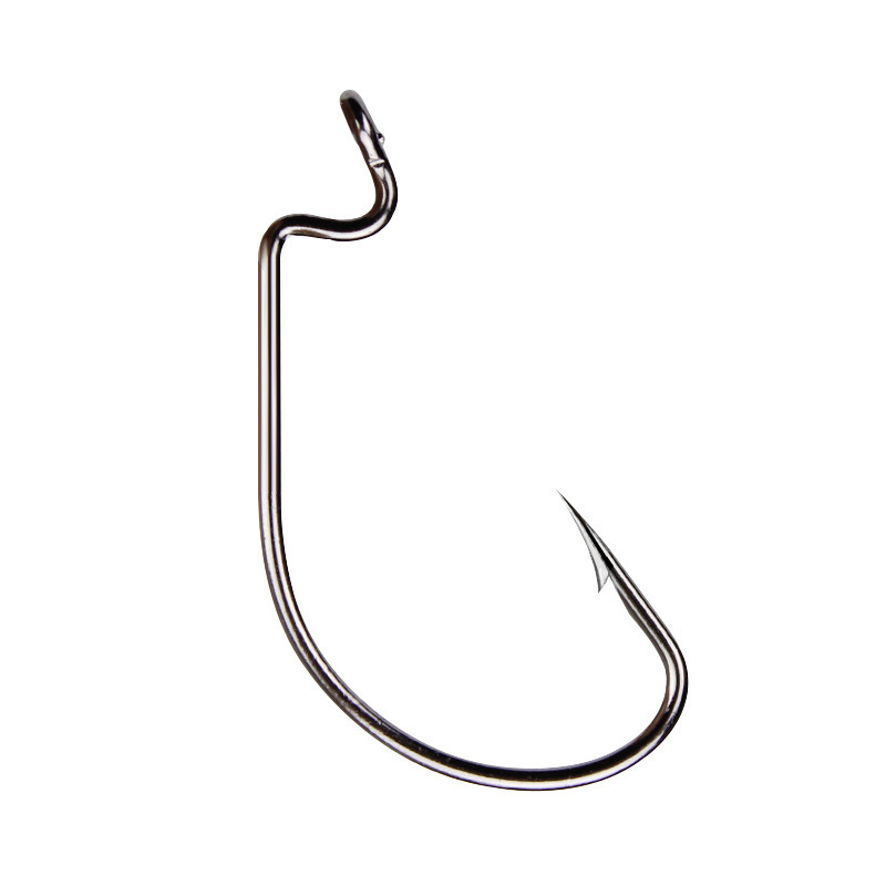 50pcs Wide Worm Hook Carbon St - Fishing Hook Offset recension och pris