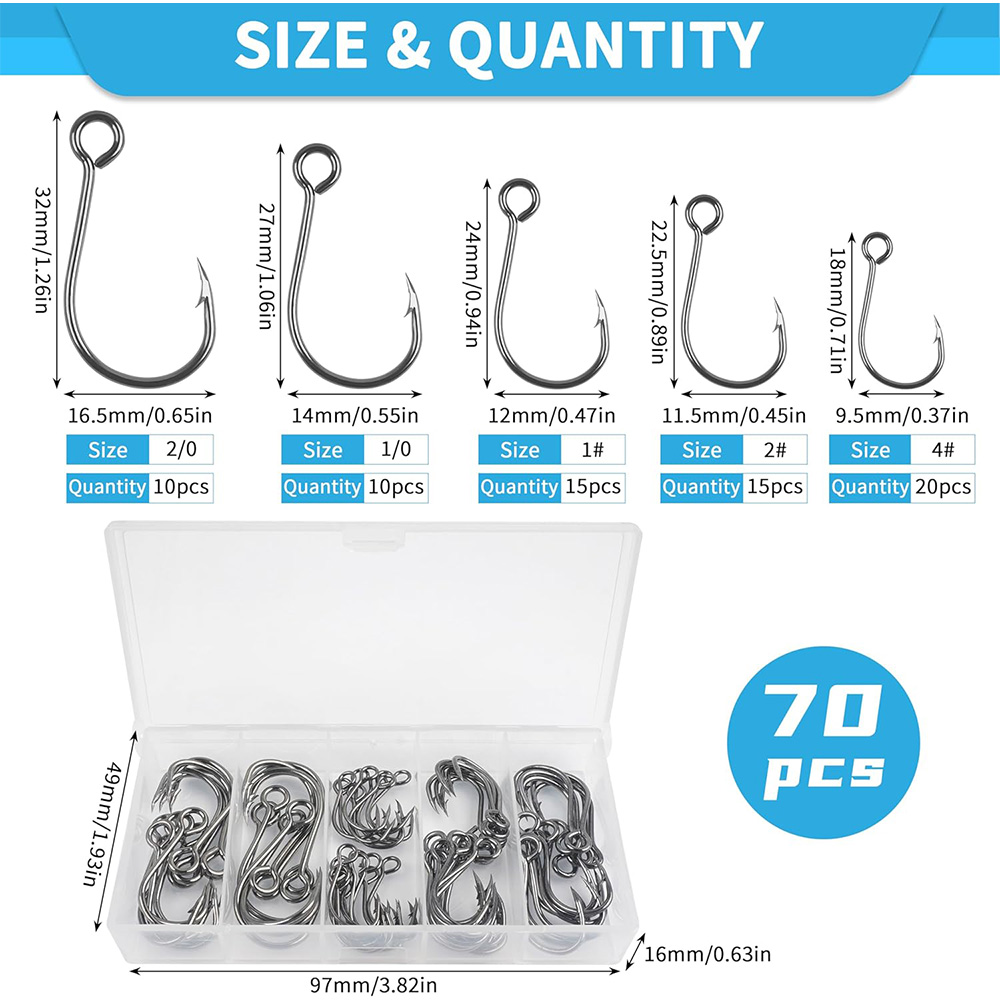 70Pcs Fishing Inline Single Ho - Fishing Hook Offset recension och pris